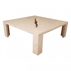 Square travertine veneer coffee table